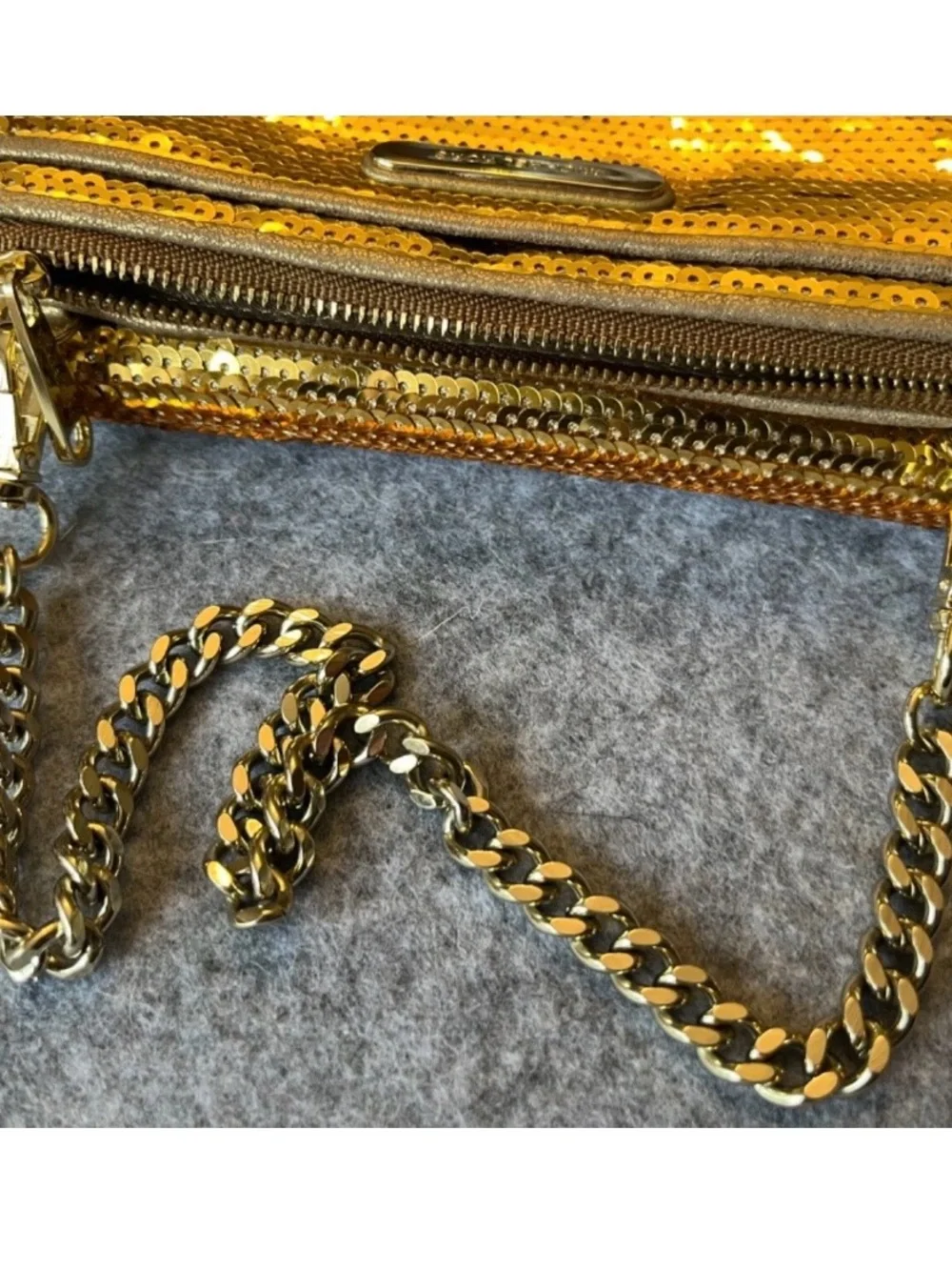 Michael Kors Gold Sequin Chain Wallet Wristlet/Crossbody NWT